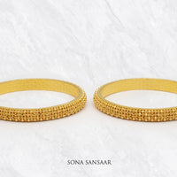Thumbnail for Chainmail Gold Bangle Pair | Sona Sansaar