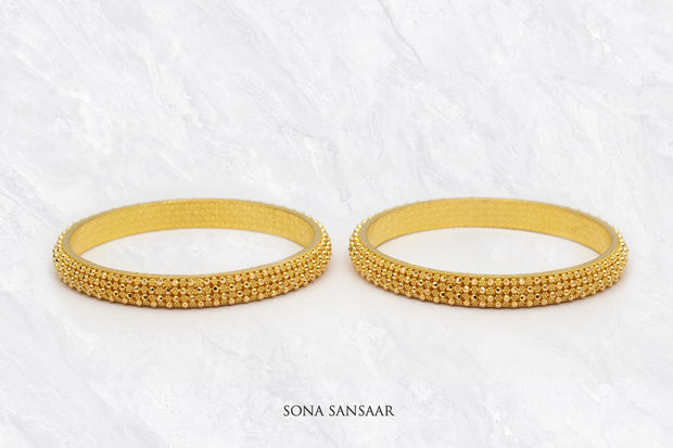 Chainmail Gold Bangle Pair | Sona Sansaar