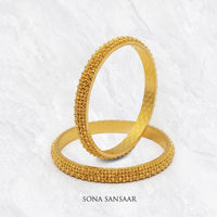 Thumbnail for Chainmail Gold Bangle Pair | Sona Sansaar