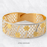 Thumbnail for Bloom Mesh Two Toned Bangle | Sona Sansaar
