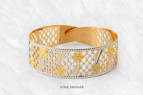 Bloom Mesh Two Toned Bangle | Sona Sansaar