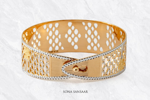 Bloom Mesh Two Toned Bangle | Sona Sansaar