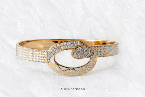 Glint Orbit Two Toned CZ Bangle | Sona Sansaar