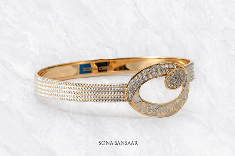 Glint Orbit Two Toned CZ Bangle | Sona Sansaar