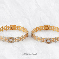 Thumbnail for Trinity Three Toned Bangle Pair | Sona Sansaar