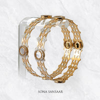Thumbnail for Trinity Three Toned Bangle Pair | Sona Sansaar