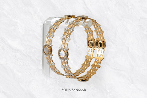 Trinity Three Toned Bangle Pair | Sona Sansaar