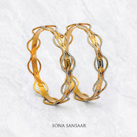 Thumbnail for Velura Two Tone Gold Bangle Pair | Sona Sansaar