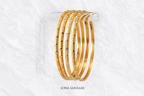 Auric Flow 4 Piece Gold Bangles | Sona Sansaar