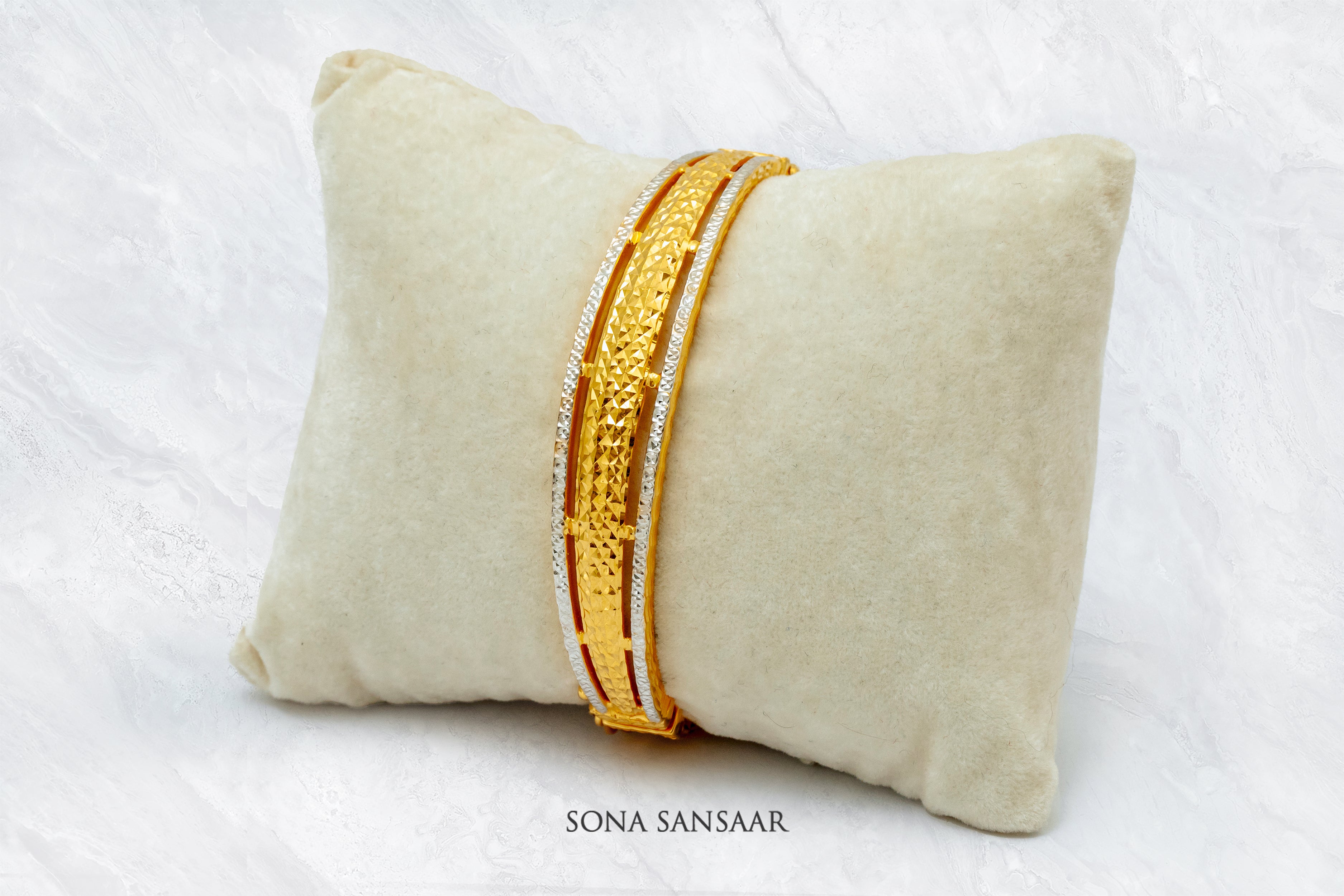 Clastro Two Tone Gold Bangle | Sona Sansaar