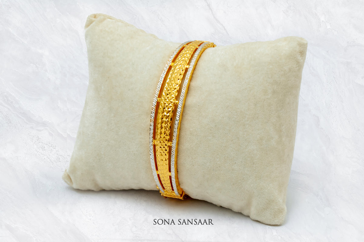 Clastro Two Tone Gold Bangle | Sona Sansaar
