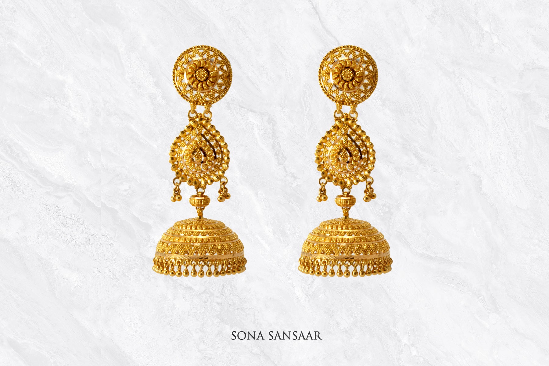 Aurelia Gold Jumka Earrings | Sona Sansaar