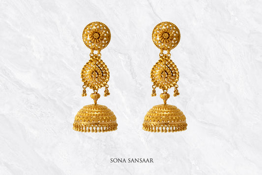 Aurelia Gold Jumka Earrings | Sona Sansaar