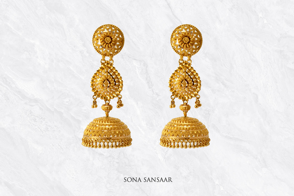 Aurelia Gold Jumka Earrings | Sona Sansaar
