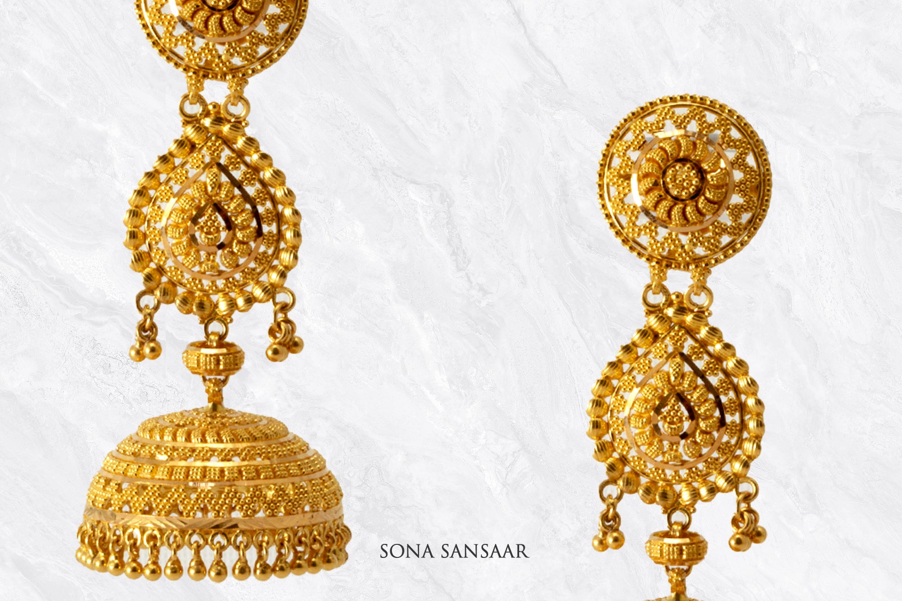 Aurelia Gold Jumka Earrings | Sona Sansaar