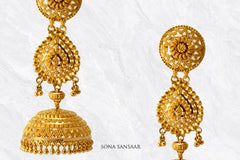 Aurelia Gold Jumka Earrings | Sona Sansaar