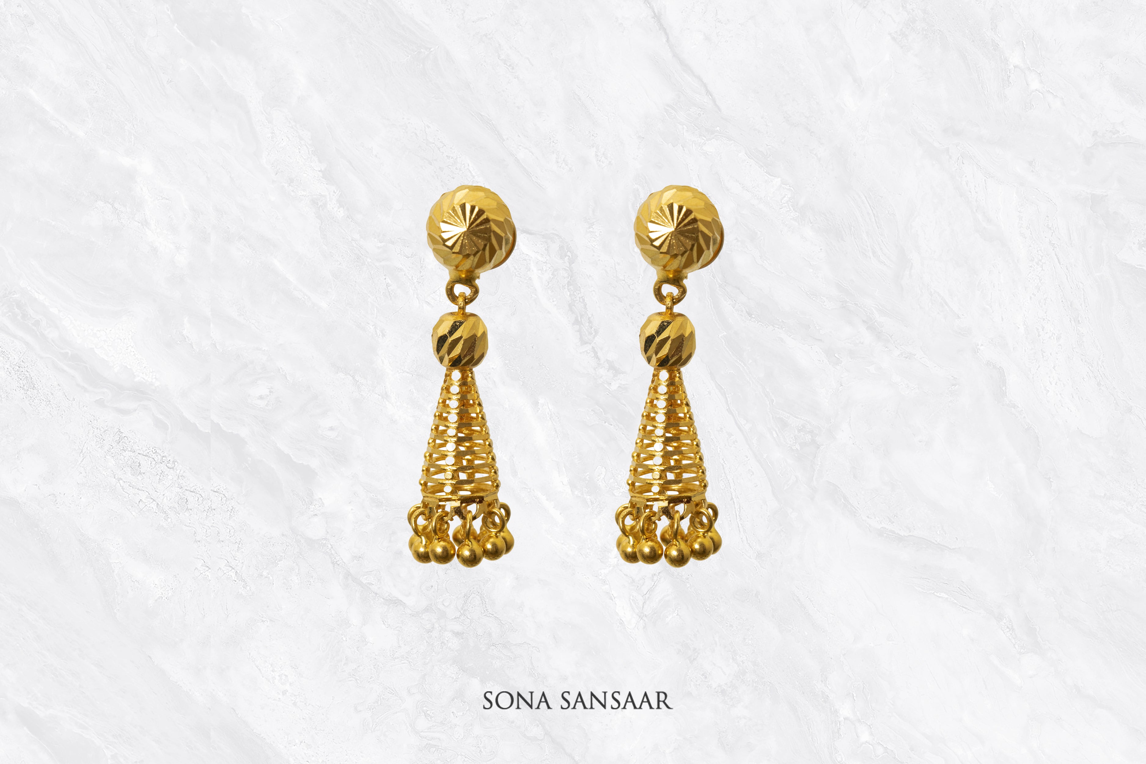 Gold Chime Studs | Sona Sansaar