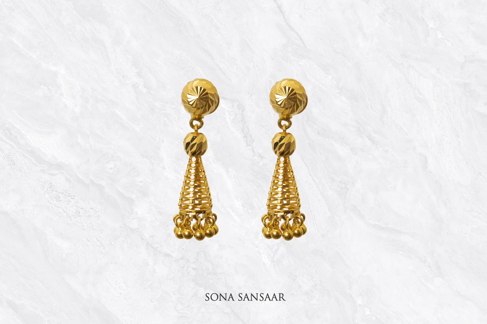 Gold Chime Studs | Sona Sansaar
