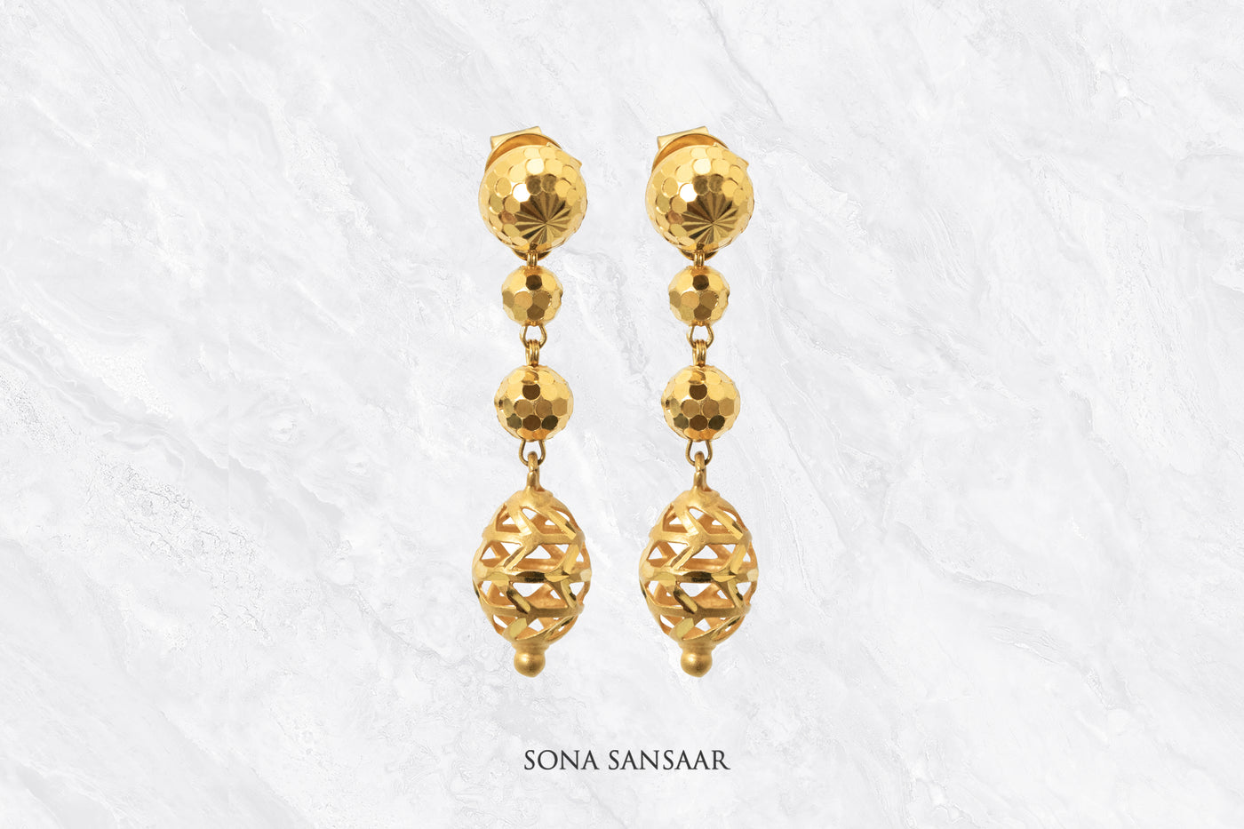 Celestia Gold Drops Studs | Sona Sansaar