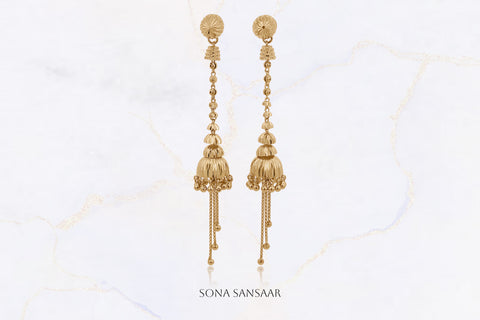Bell Studs with Hanging Earrings 2-in-1 | Sona Sansaar
