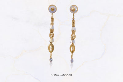 Apollo Two-Toned Studs with Hanging Earrings 2-in-1 | Sona Sansaar