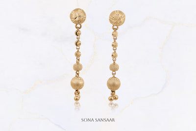 Golden Lantern Studs with Hanging Earrings 2-in-1 | Sona Sansaar