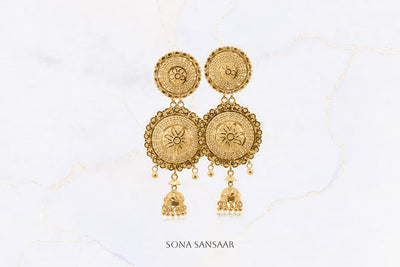Solaris Gold Hanging Earrings | Sona Sansaar