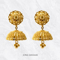 Thumbnail for Sunflare Gold Jumka Earrings | Sona Sansaar