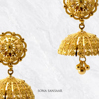Thumbnail for Sunflare Gold Jumka Earrings | Sona Sansaar