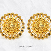 Thumbnail for Daisy Gold Floral Studs | Sona Sansaar