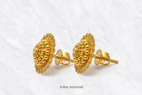 Daisy Gold Floral Studs | Sona Sansaar