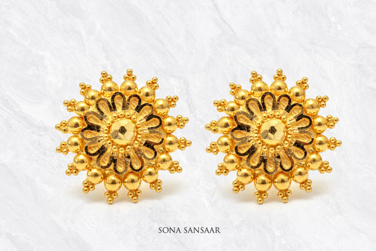 Solaris Gold Flower Stud | Sona Sansaar