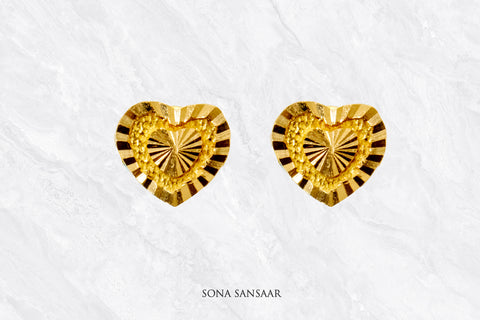 Sunlit Heart Gold Studs | Sona Sansaar