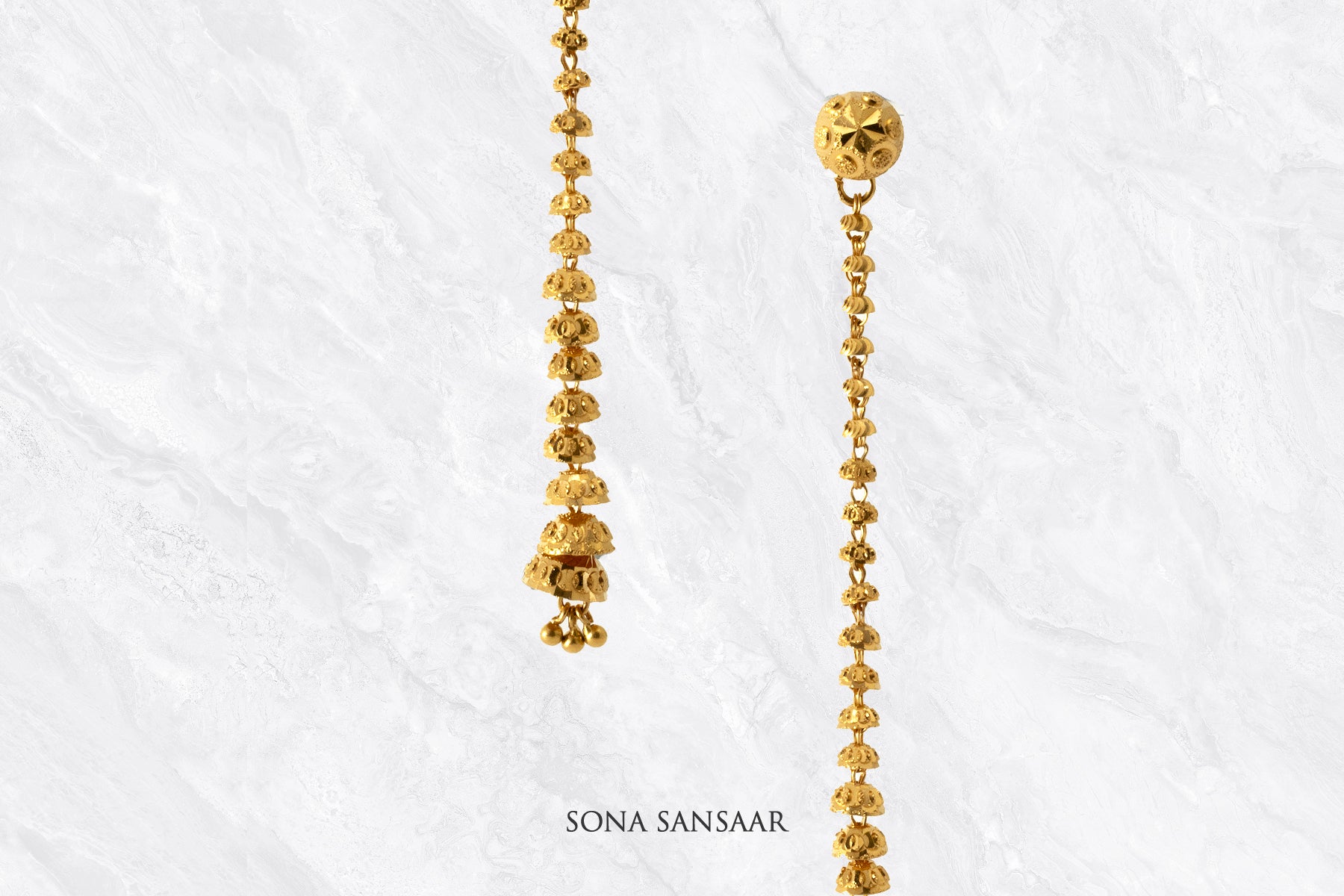 Thread Chandelier Gold Earrings | Sona Sansaar