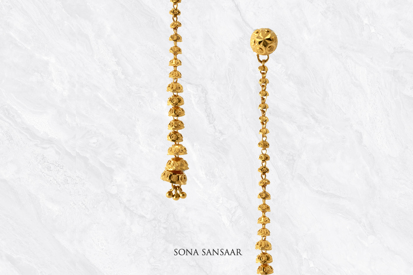 Thread Chandelier Gold Earrings | Sona Sansaar