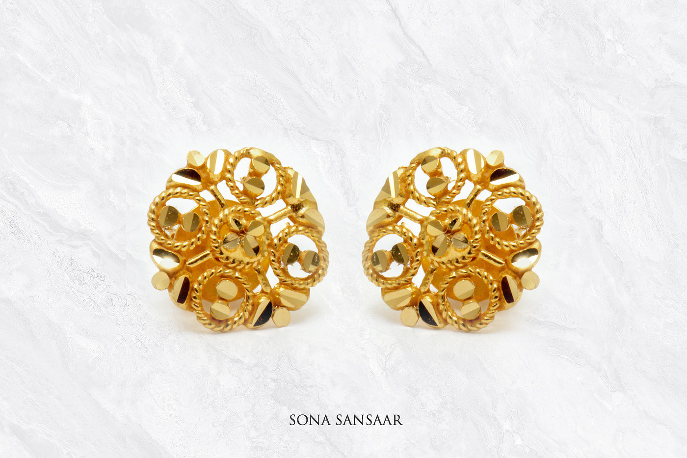 Golden Bloom Stud Earrings | Sona Sansaar