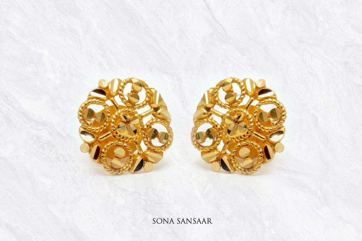 Golden Bloom Stud Earrings | Sona Sansaar