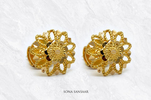 Golden Petal Parade Stud Earrings | Sona Sansaar