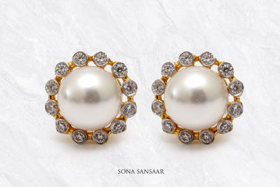 Celestial Pearl CZ Studs| Sona Sansaar