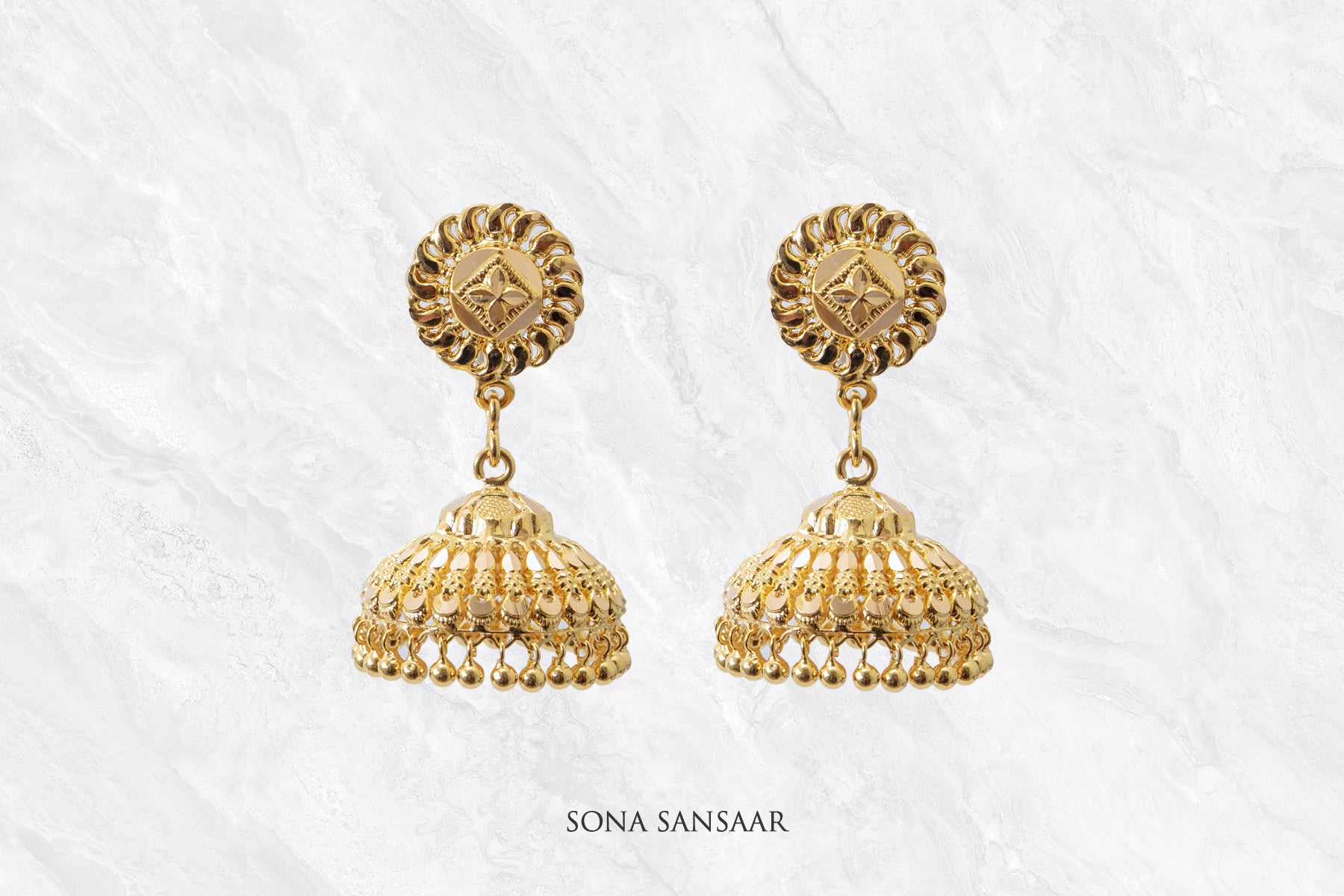 Sunlit Bloom Jhumkas| Sona Sansaar