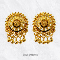 Thumbnail for Jeevika Gold Culcutti Hanging Studs with Dangling Balls | Sona Sansaar