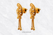 Mrinali Gold Culcutti Hanging Studs | Sona Sansaar