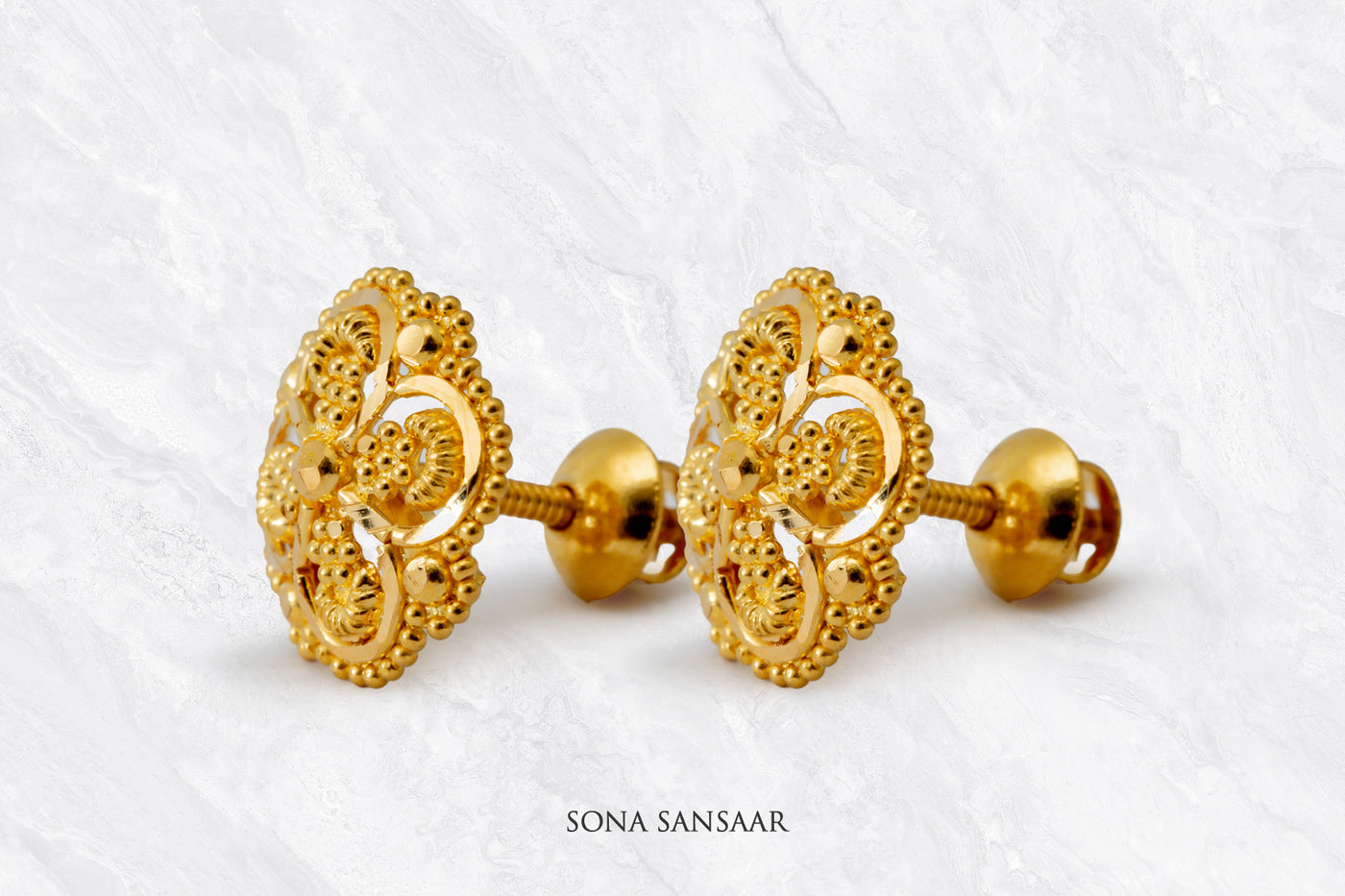 Ruchira Gold Culcutti Studs | Sona Sansaar