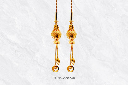 Needle Gold Thread Earrings | Sona Sansaar