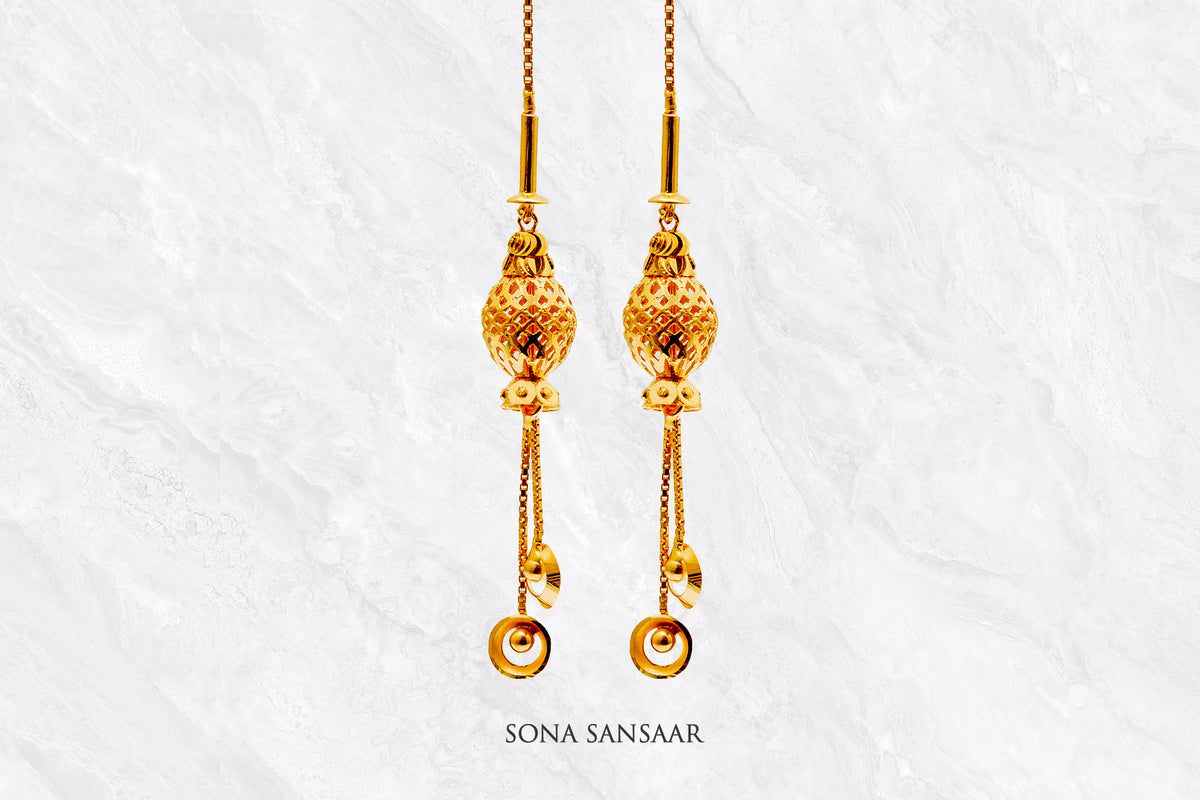 Needle Gold Thread Earrings | Sona Sansaar