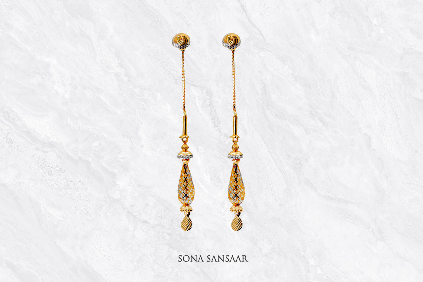 Glide Gold Thread Earrings | Sona Sansaar