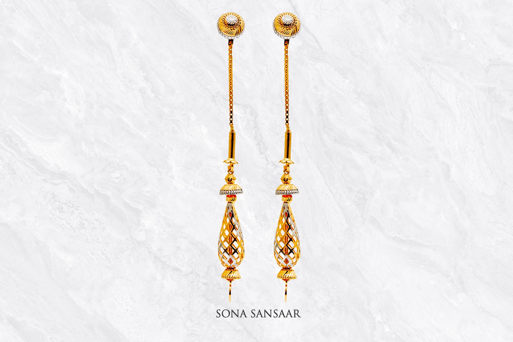 Dewfall Gold Thread Earrings | Sona Sansaar