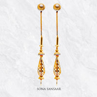 Thumbnail for Dewfall Gold Thread Earrings | Sona Sansaar