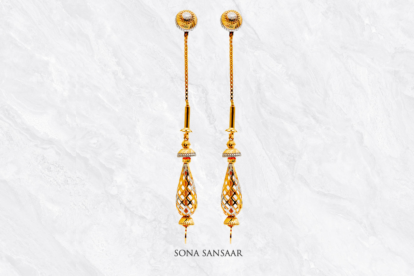Dewfall Gold Thread Earrings | Sona Sansaar