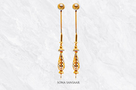 Dewfall Gold Thread Earrings | Sona Sansaar